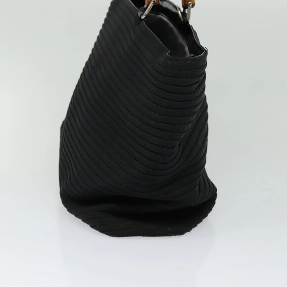 GUCCI Bamboo Hand Bag Canvas 2way Black Silver 002 2058 0439 5 Auth BA3352 - Picture 6 of 16